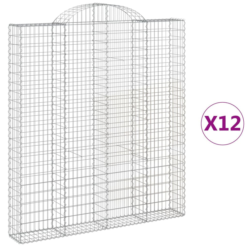 vidaXL 12 db íves horganyzott vas gabion kosár 200x30x220/240 cm