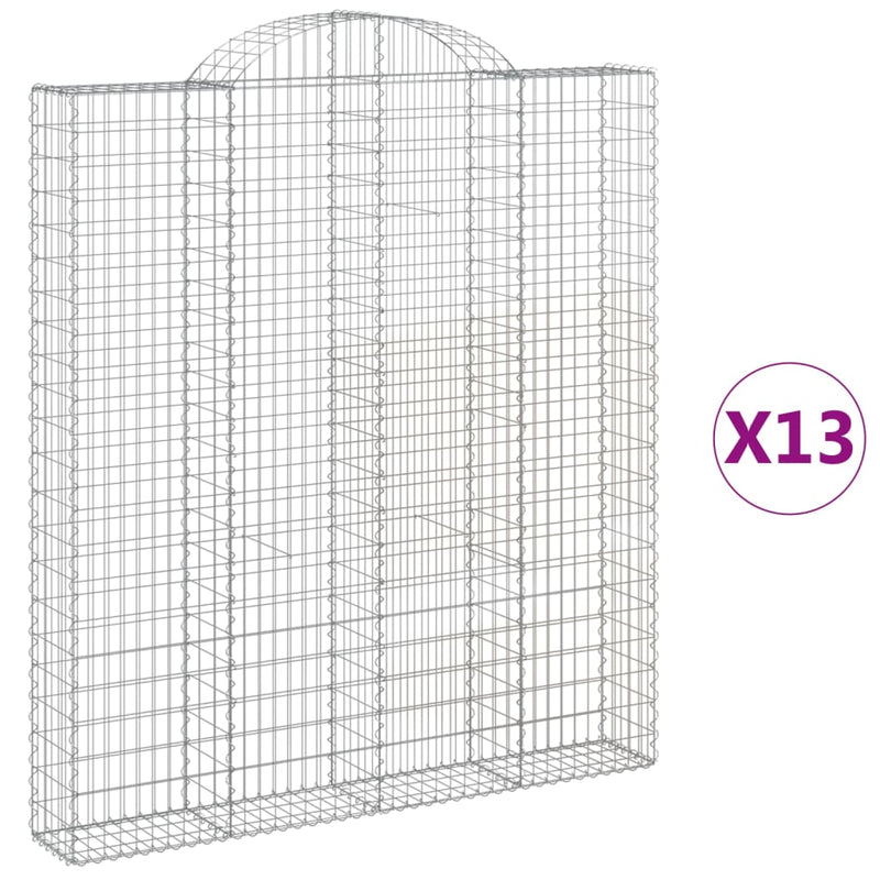 vidaXL 13 db íves horganyzott vas gabion kosár 200x30x220/240 cm