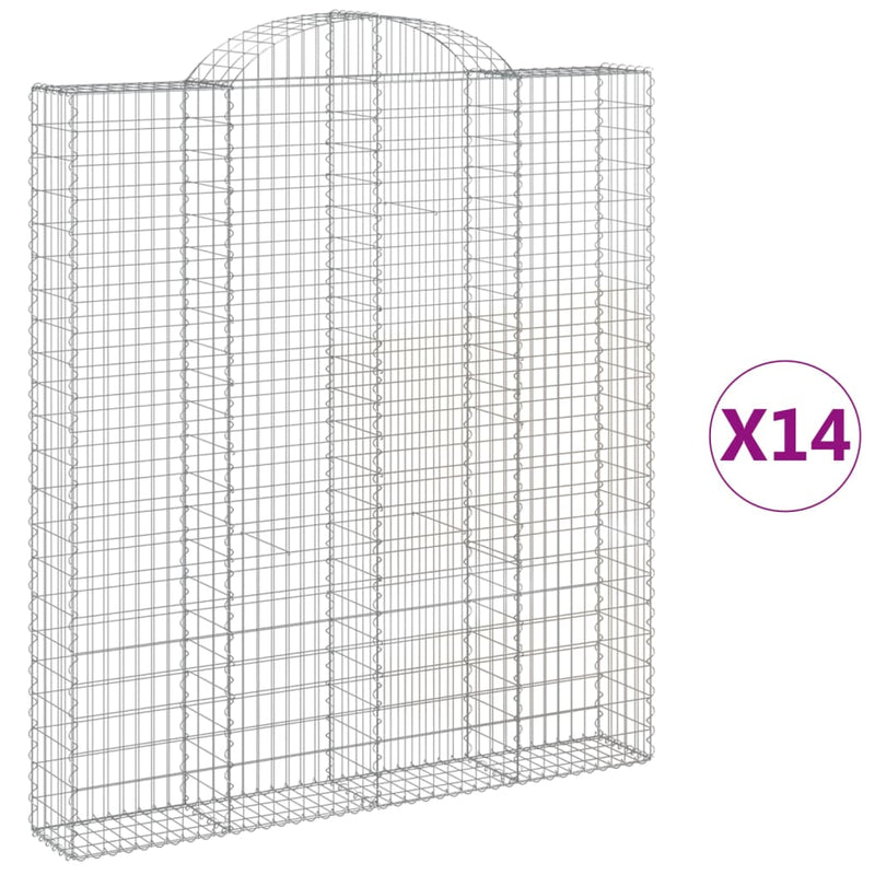 vidaXL 14 db íves horganyzott vas gabion kosár 200x30x220/240 cm