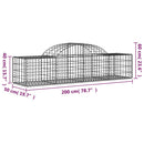 vidaXL 5 db íves horganyzott vas gabion kosár 200x50x40/60 cm