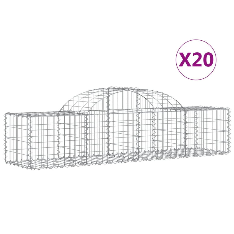 vidaXL 20 db íves horganyzott vas gabion kosár 200x50x40/60 cm