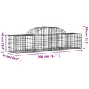 vidaXL 25 db íves horganyzott vas gabion kosár 200x50x40/60 cm