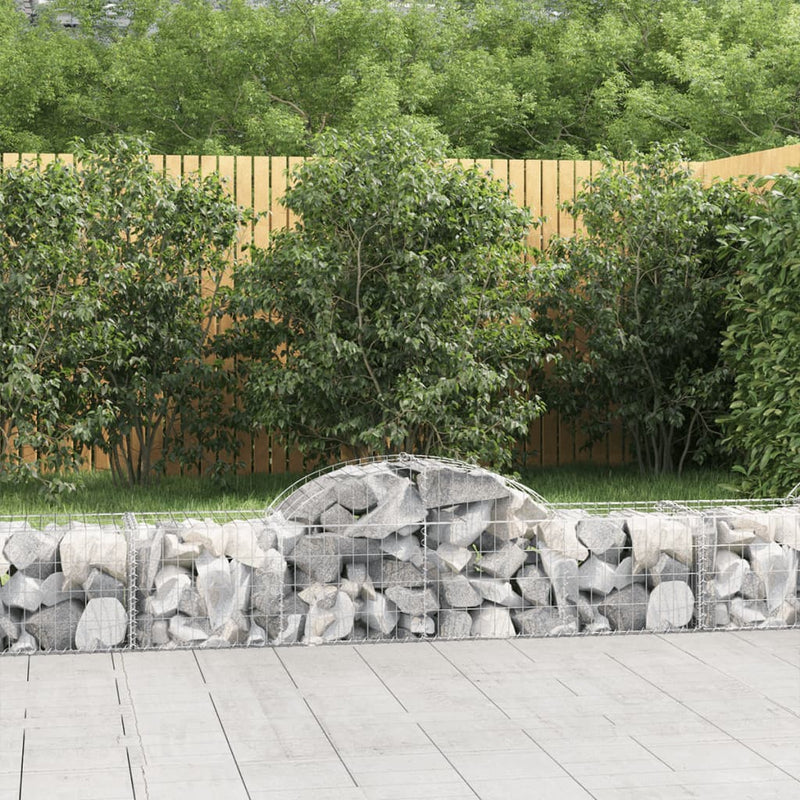 vidaXL 50 db íves horganyzott vas gabion kosár 200x50x40/60 cm