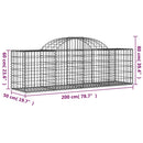 vidaXL 11 db íves horganyzott vas gabion kosár 200x50x60/80 cm