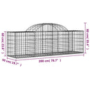 vidaXL 13 db íves horganyzott vas gabion kosár 200x50x60/80 cm