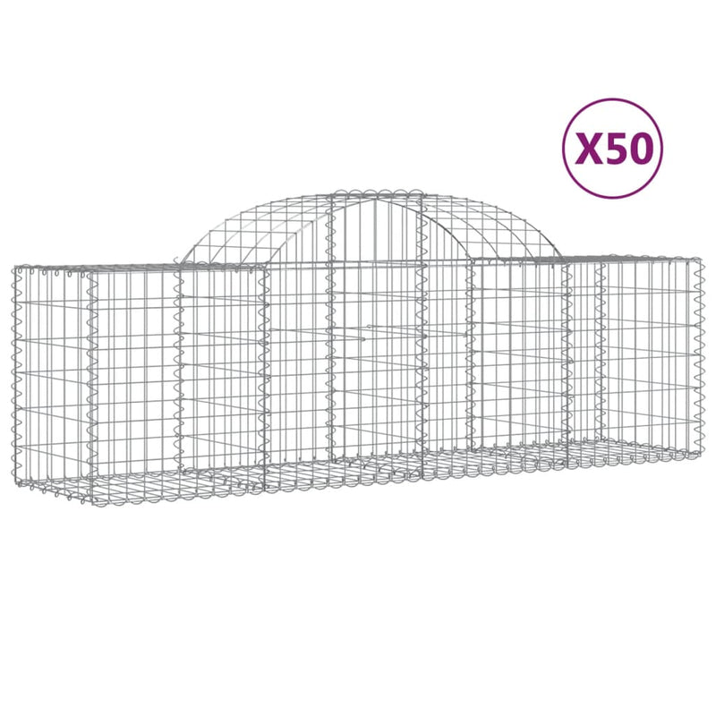 vidaXL 50 db íves horganyzott vas gabion kosár 200x50x60/80 cm