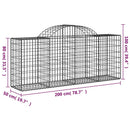 vidaXL 25 db íves horganyzott vas gabion kosár 200x50x80/100 cm