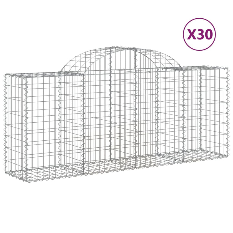 vidaXL 30 db íves horganyzott vas gabion kosár 200x50x80/100 cm