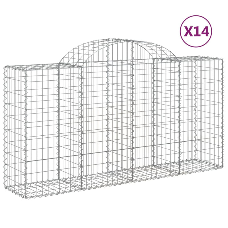 vidaXL 14 db íves horganyzott vas gabion kosár 200x50x100/120 cm