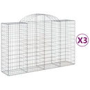 vidaXL 3 db íves horganyzott vas gabion kosár 200x50x120/140 cm