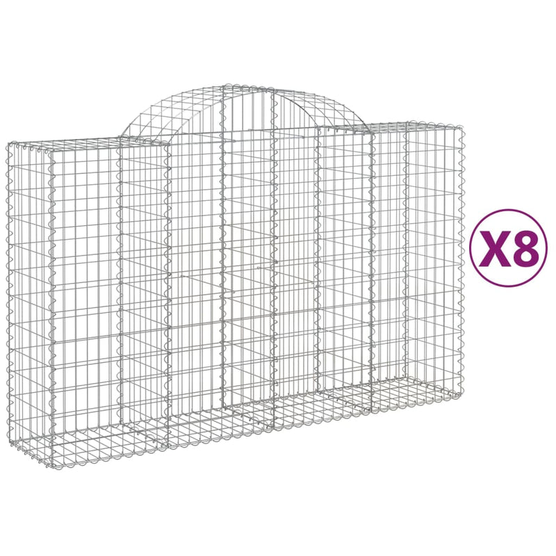 vidaXL 8 db íves horganyzott vas gabion kosár 200x50x120/140 cm