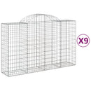 vidaXL 9 db íves horganyzott vas gabion kosár 200x50x120/140 cm