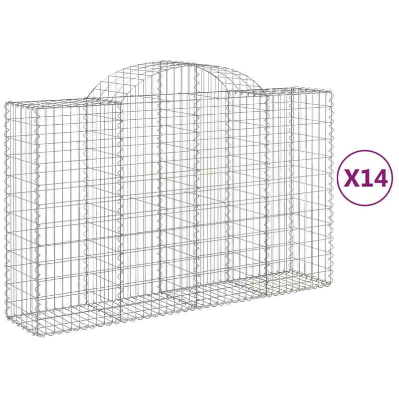 vidaXL 14 db íves horganyzott vas gabion kosár 200x50x120/140 cm