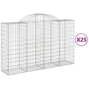 vidaXL 25 db íves horganyzott vas gabion kosár 200x50x120/140 cm
