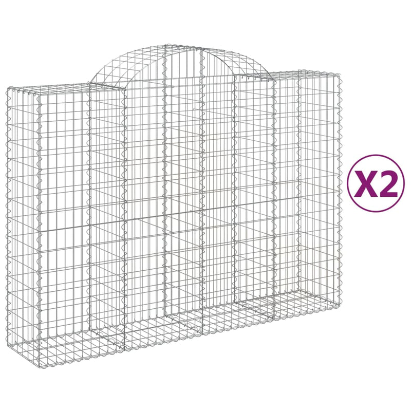 vidaXL 2 db íves horganyzott vas gabion kosár 200x50x140/160 cm