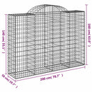 vidaXL 5 db íves horganyzott vas gabion kosár 200x50x140/160 cm