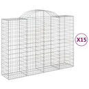 vidaXL 15 db íves horganyzott vas gabion kosár 200x50x140/160 cm
