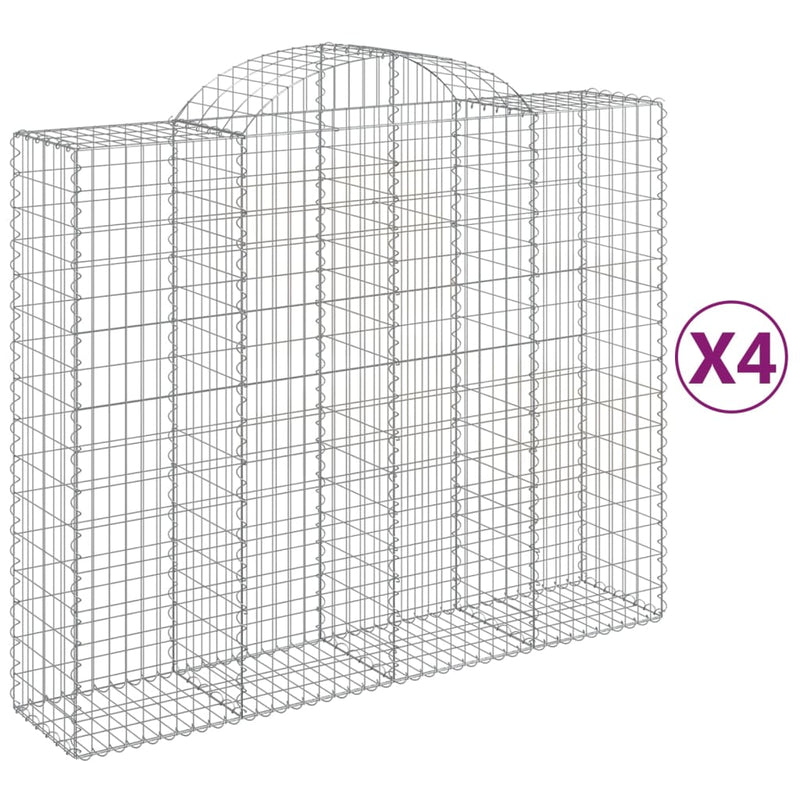 vidaXL 4 db íves horganyzott vas gabion kosár 200x50x160/180 cm