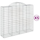 vidaXL 5 db íves horganyzott vas gabion kosár 200x50x160/180 cm