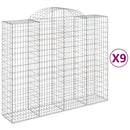 vidaXL 9 db íves horganyzott vas gabion kosár 200x50x160/180 cm