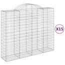 vidaXL 15 db íves horganyzott vas gabion kosár 200x50x160/180 cm