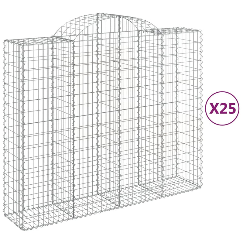 vidaXL 25 db íves horganyzott vas gabion kosár 200x50x160/180 cm