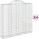 vidaXL 4 db íves horganyzott vas gabion kosár 200x50x180/200 cm