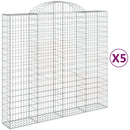 vidaXL 5 db íves horganyzott vas gabion kosár 200x50x180/200 cm