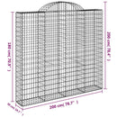 vidaXL 5 db íves horganyzott vas gabion kosár 200x50x180/200 cm