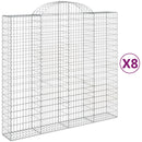 vidaXL 8 db íves horganyzott vas gabion kosár 200x50x180/200 cm