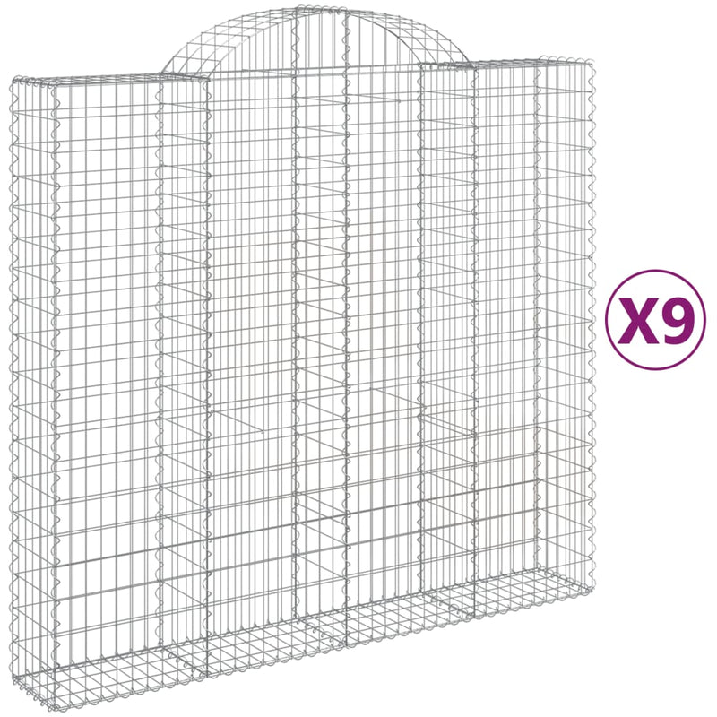 vidaXL 9 db íves horganyzott vas gabion kosár 200x50x180/200 cm