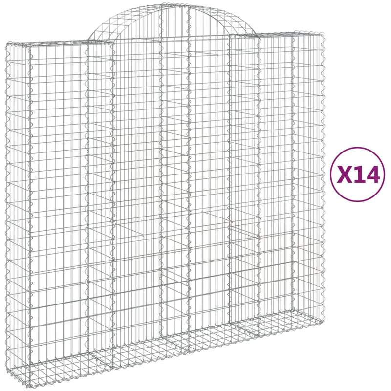 vidaXL 14 db íves horganyzott vas gabion kosár 200x50x180/200 cm