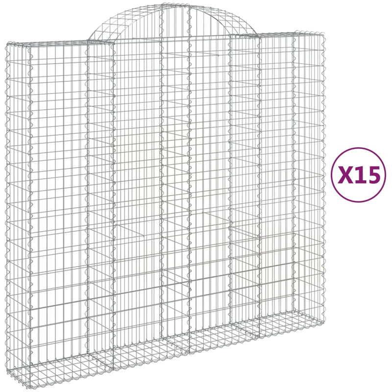 vidaXL 15 db íves horganyzott vas gabion kosár 200x50x180/200 cm