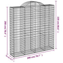vidaXL 3 db íves horganyzott vas gabion kosár 200x50x200/220 cm