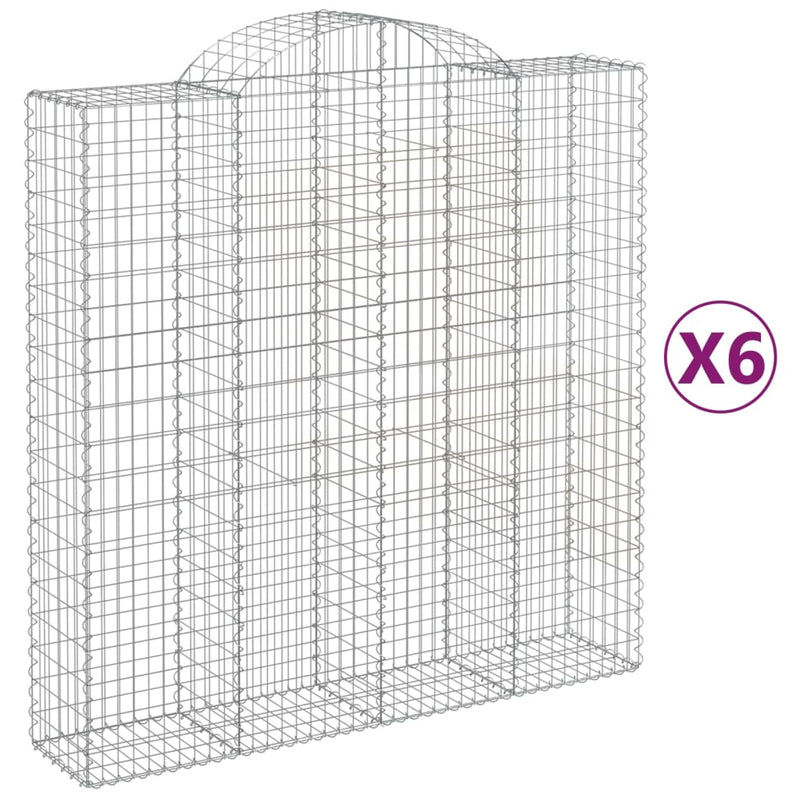 vidaXL 6 db íves horganyzott vas gabion kosár 200x50x200/220 cm