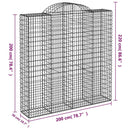 vidaXL 7 db íves horganyzott vas gabion kosár 200x50x200/220 cm