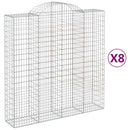 vidaXL 8 db íves horganyzott vas gabion kosár 200x50x200/220 cm
