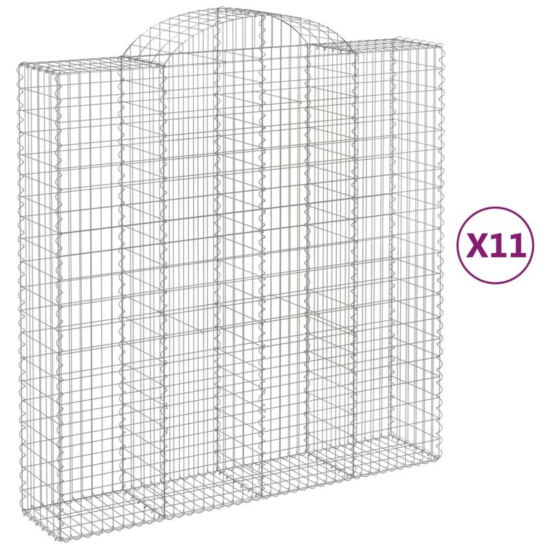 vidaXL 11 db íves horganyzott vas gabion kosár 200x50x200/220 cm