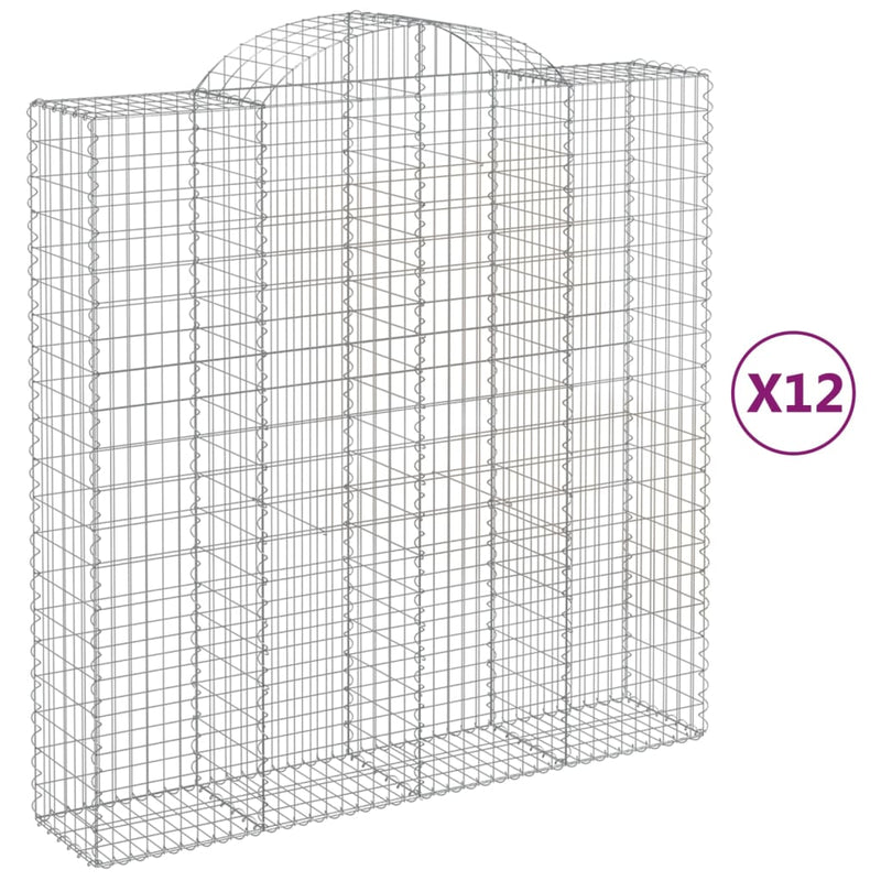 vidaXL 12 db íves horganyzott vas gabion kosár 200x50x200/220 cm