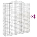 vidaXL 3 db íves horganyzott vas gabion kosár 200x50x220/240 cm
