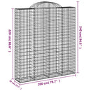 vidaXL 3 db íves horganyzott vas gabion kosár 200x50x220/240 cm