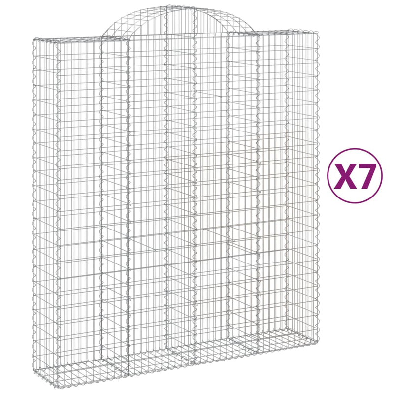 vidaXL 7 db íves horganyzott vas gabion kosár 200x50x220/240 cm