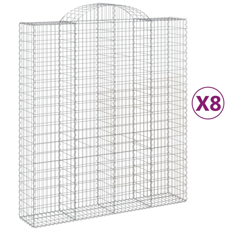 vidaXL 8 db íves horganyzott vas gabion kosár 200x50x220/240 cm