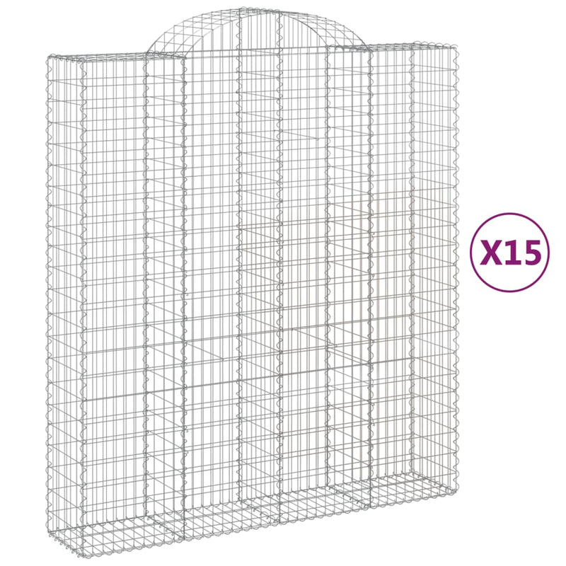 vidaXL 15 db íves horganyzott vas gabion kosár 200x50x220/240 cm