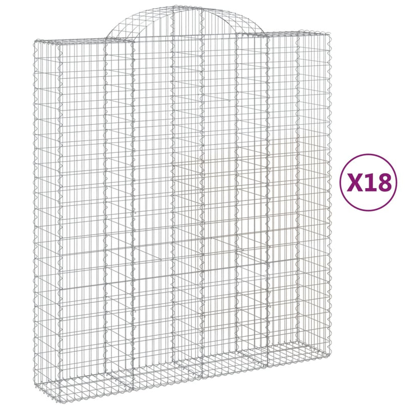 vidaXL 18 db íves horganyzott vas gabion kosár 200x50x220/240 cm