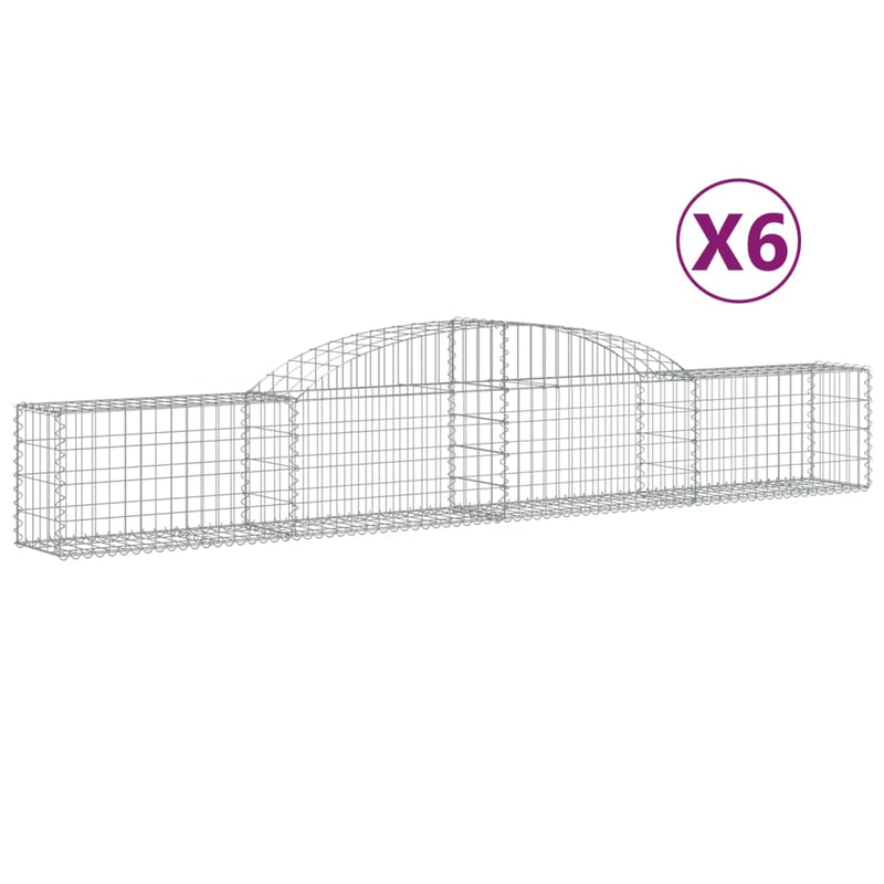 vidaXL 6 db íves horganyzott vas gabion kosár 300x30x40/60 cm