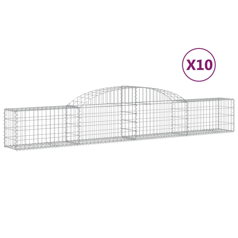 vidaXL 10 db íves horganyzott vas gabion kosár 300x30x40/60 cm