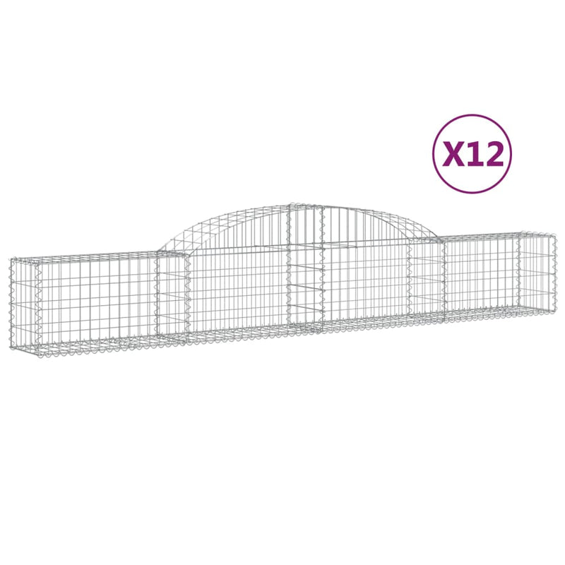 vidaXL 12 db íves horganyzott vas gabion kosár 300x30x40/60 cm