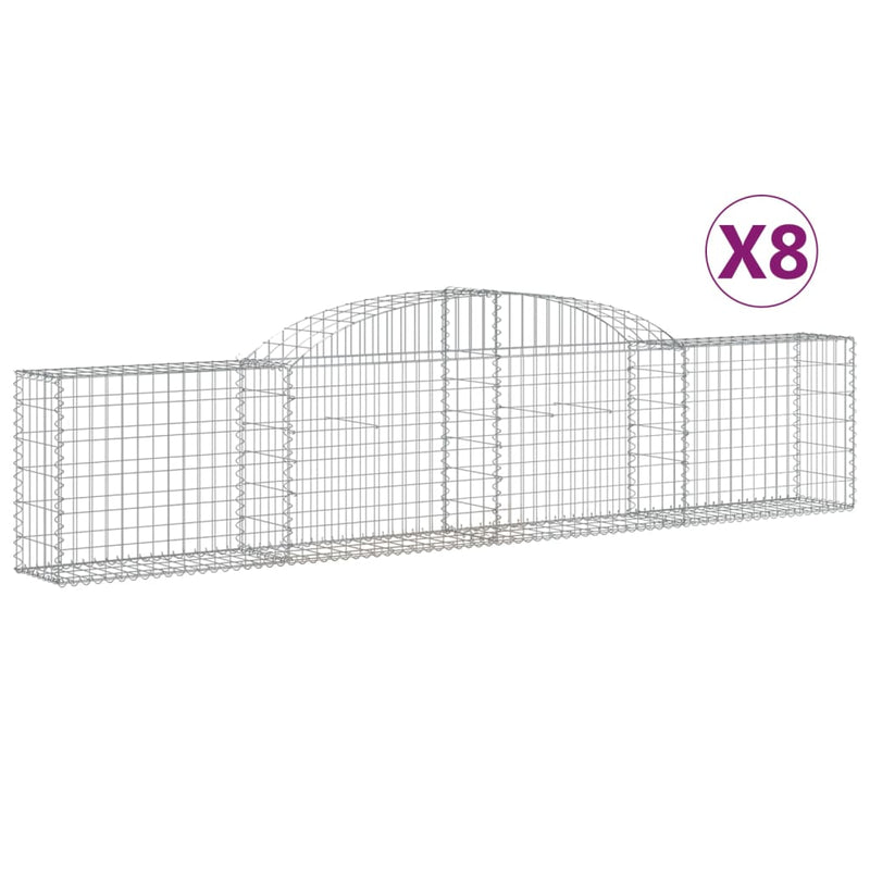 vidaXL 8 db íves horganyzott vas gabion kosár 300x30x60/80 cm