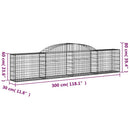 vidaXL 13 db íves horganyzott vas gabion kosár 300x30x60/80 cm
